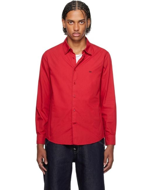 Still Kelly Red Sk Embroidery Shirt for men