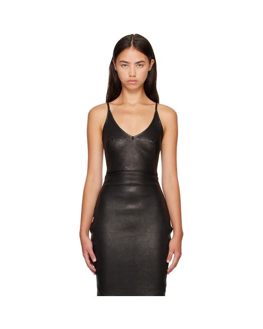 Rick Owens Black Tower Stretch Leather Top