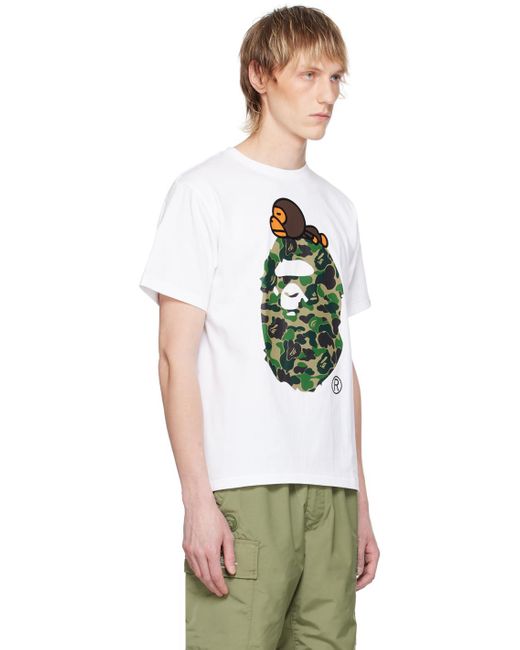 T-shirt blanc à logo à motif à camouflage abc et à baby milo A Bathing Ape pour homme en coloris Green