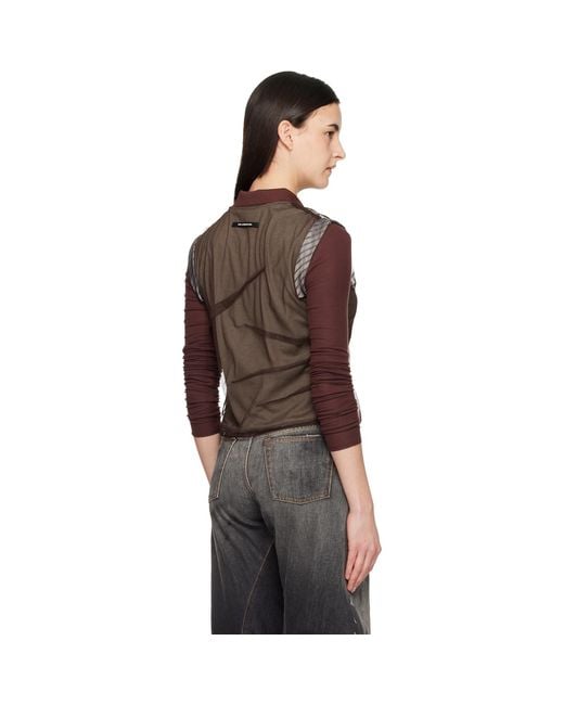 ANDERSSON BELL Black Layered Mesh Tuck & Dart Top