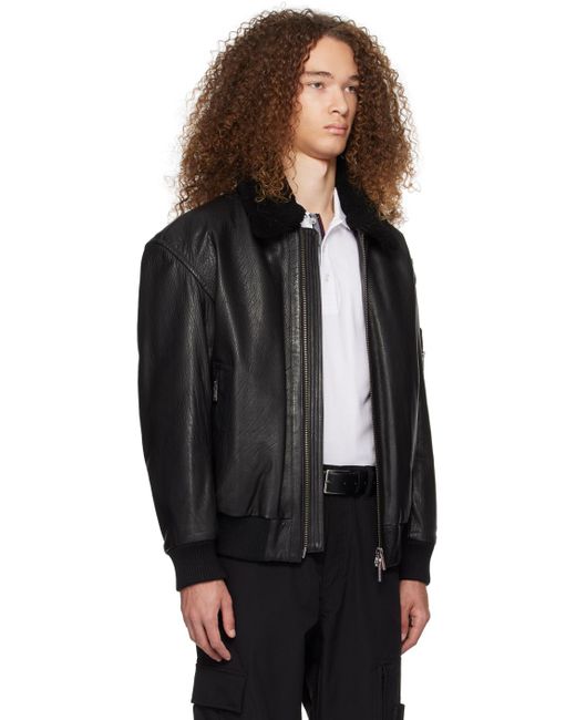 Boss Black Zip Leather Jacket for men