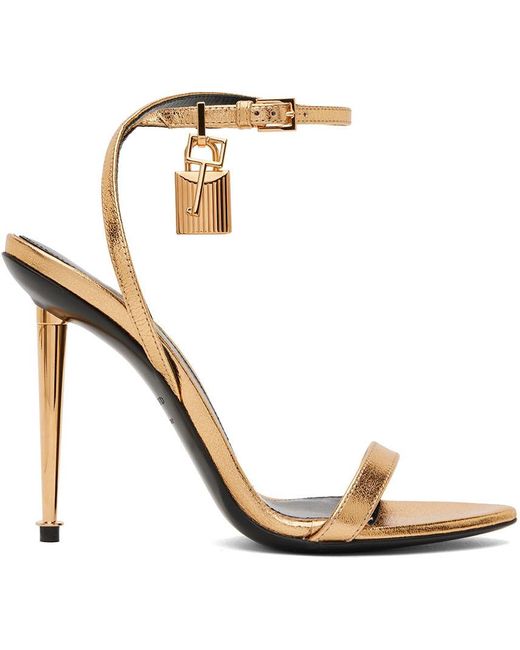 Tom Ford Leather Padlock Pointy Naked Heeled Sandals Lyst