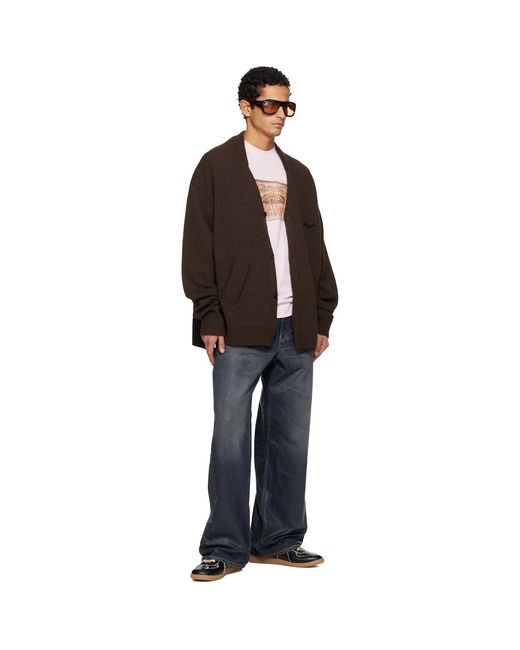 Acne Black Wool V-Neck Cardigan for men