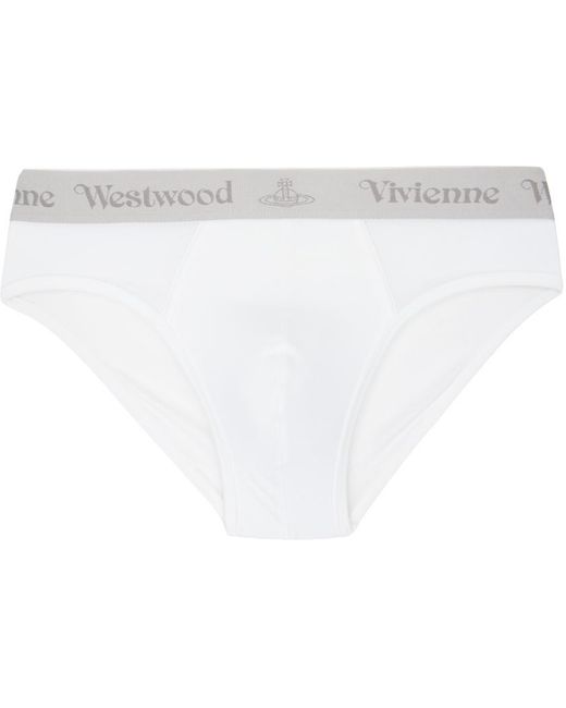 メンズ Vivienne Westwood ホワイト ブリーフ 2枚セット Black