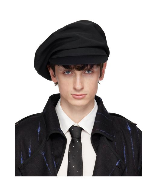 Yohji Yamamoto Black Gabardine Darts Casquette Cap for men