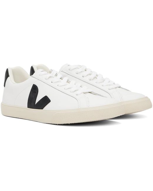 Veja White & Black Esplar Leather Sneakers