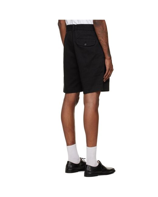 HUGO Black Straight-Fit Mercerised Cotton Chino Shorts for men
