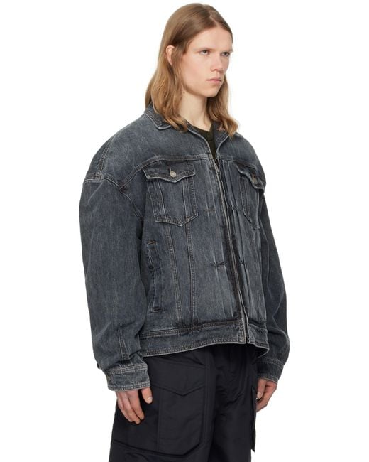 Juun.J Black Zipper Trucker Denim Jacket for men