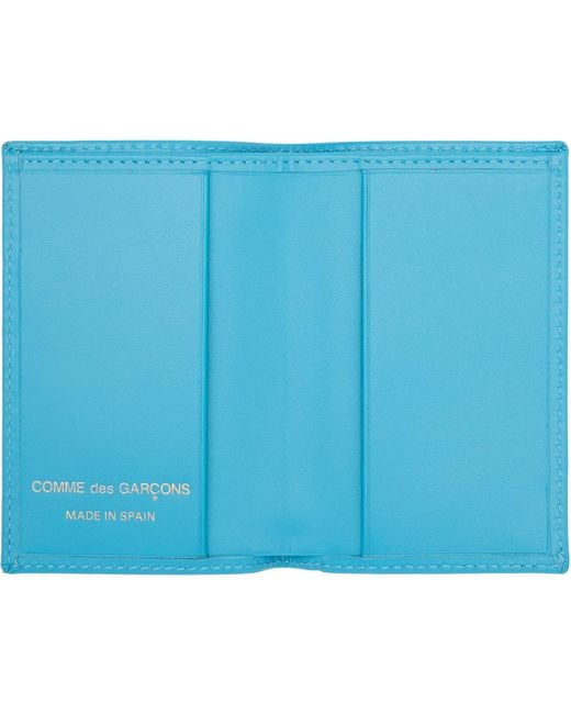 Comme des Garçons Blue Classic Leather Line Card Holder for men