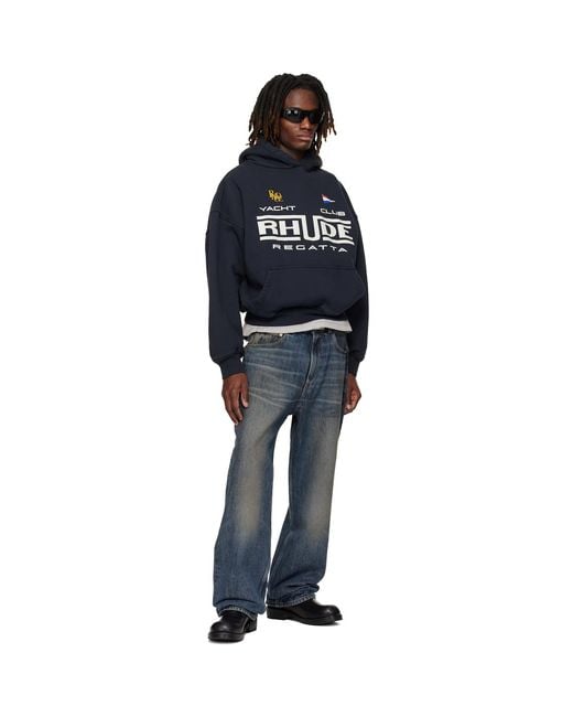 Rhude Black Regatta Club' Hoodie for men
