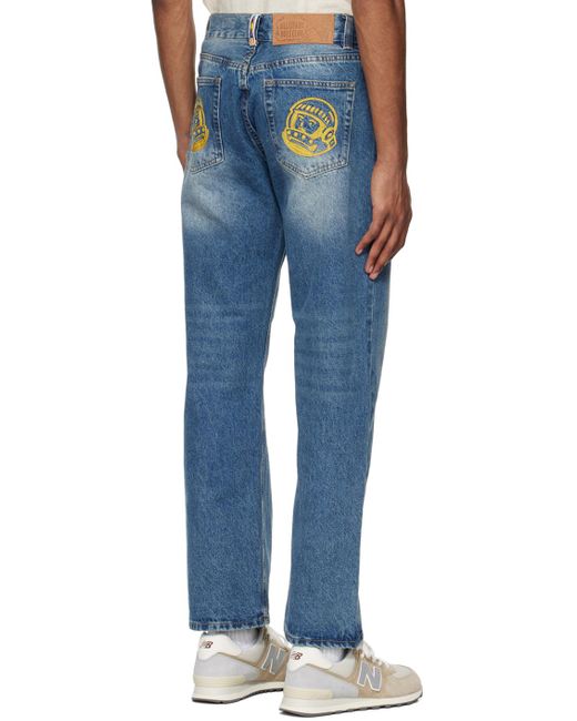 BBCICECREAM Blue Embroide Jeans for men