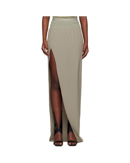 Rick Owens Natural Hollywood Cocoon Crepe Slit Maxi Skirt