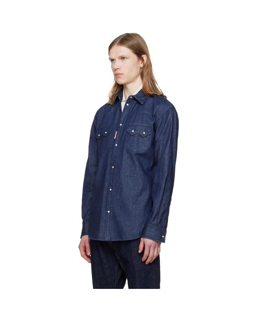 DSquared² Blue Twin Peaks Denim Shirt for men