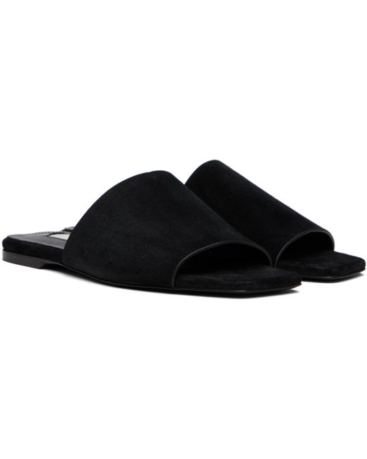 Totême  Black Velvet Flat Sandals