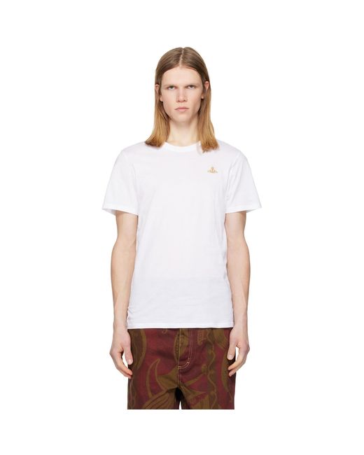 Vivienne Westwood White Embroidered Logo T-Shirt for men