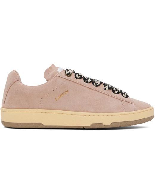 Lanvin Black Pink Suede Curb Lite Sneakers for men