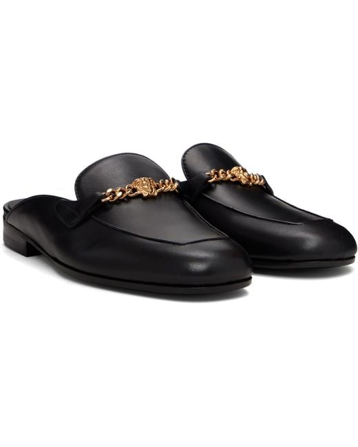 Versace Black Medusa Leather Loafers