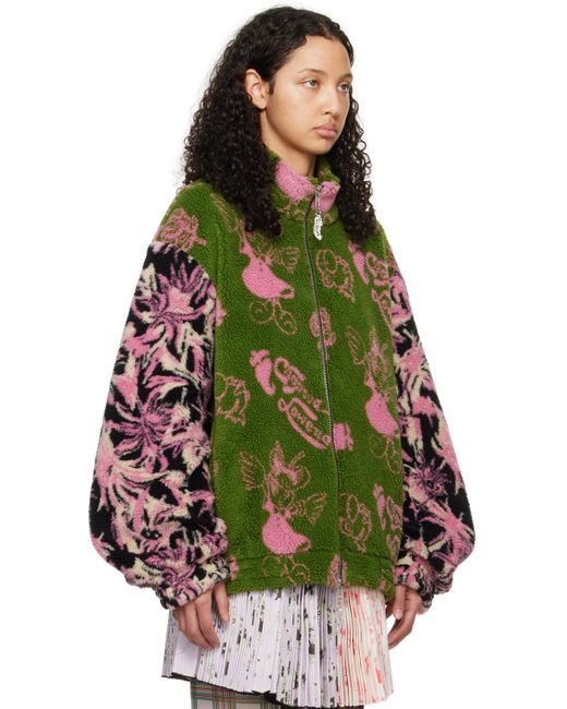 Chopova Lowena Green Khaki & Pink Cartoon Jacket