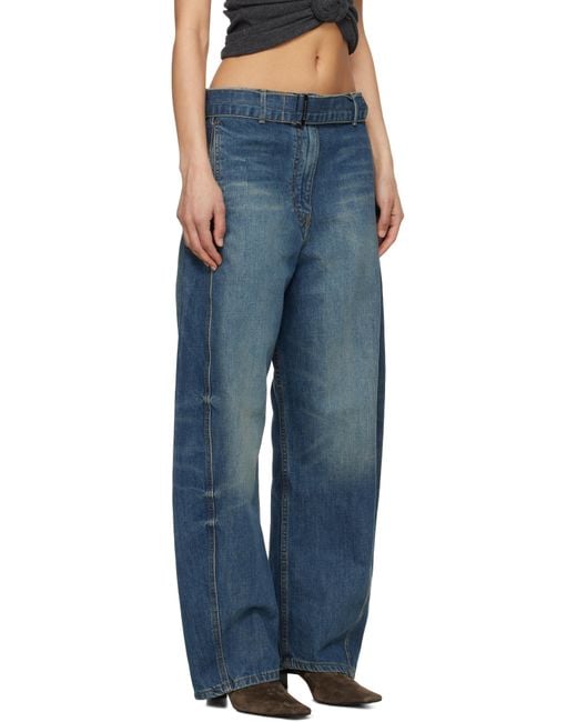 Magda Butrym Blue Belted Loose Leg Jeans
