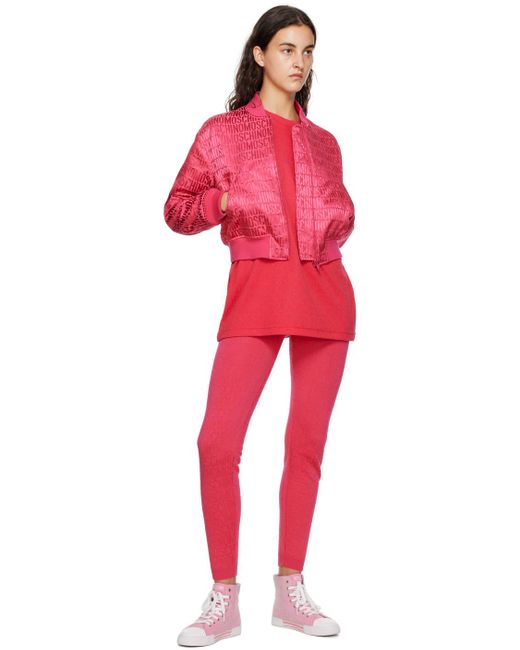 Moschino Red Pink Zip Bomber Jacket
