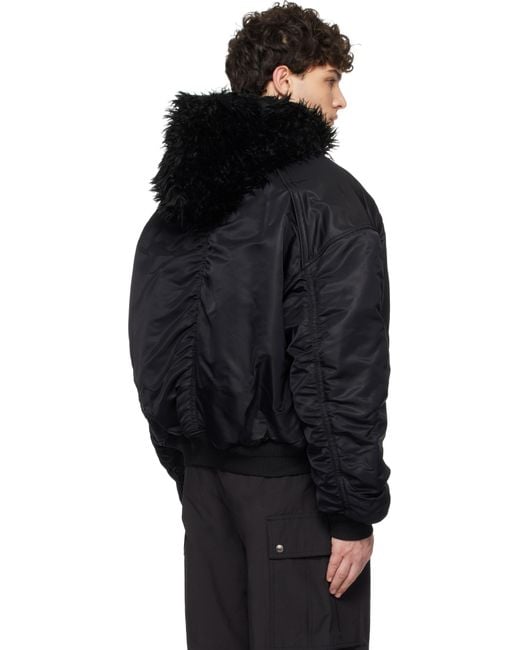 Juun.J Blue Faux Fur Ma-1 Reversible Bomber Jacket for men