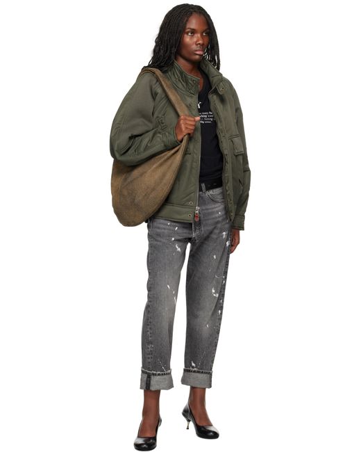 R13 Khaki Ribbed Flight Bomber Jacket | Lyst UK