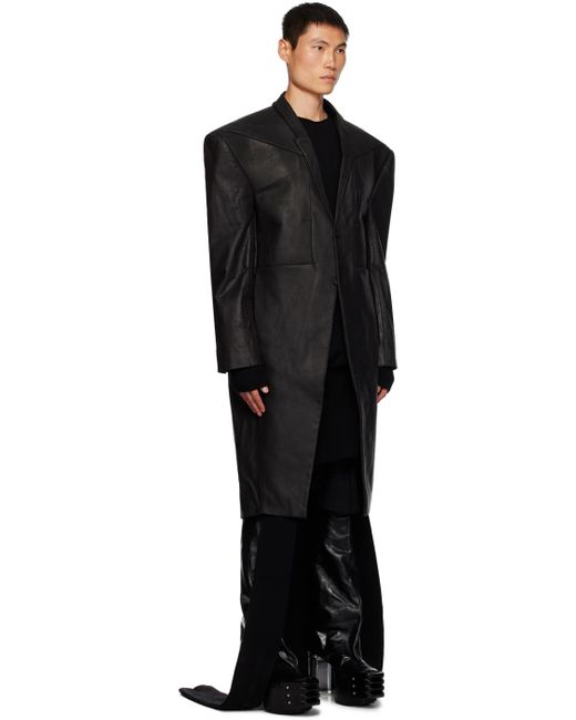 Manteau edfu noir en cuir Rick Owens pour homme en coloris Black