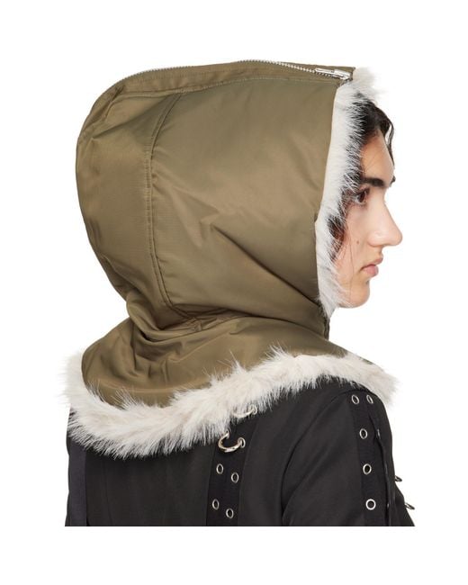 Simone Rocha Gray Khaki Split Faux Fur Zip Hood