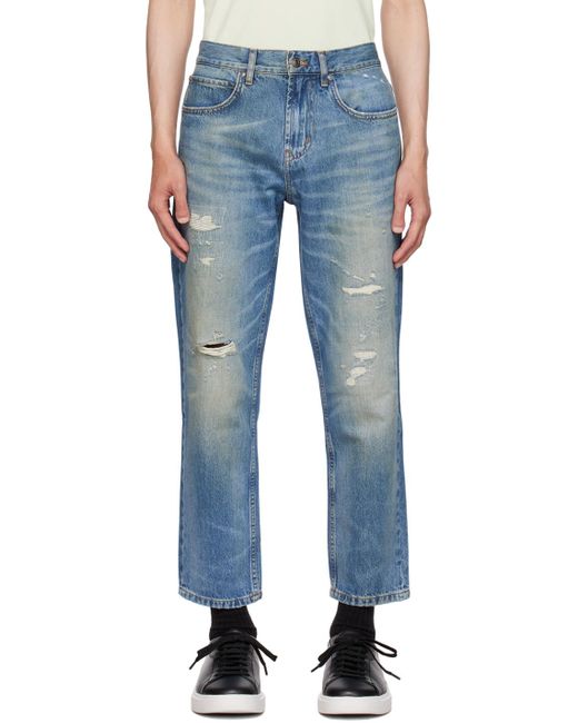 HUGO Blue Distressed Jeans for men