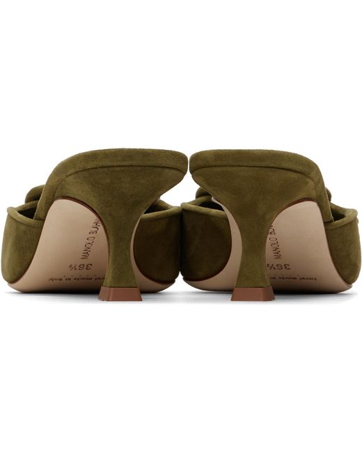 Manolo Blahnik Green Khaki Maysale Heels