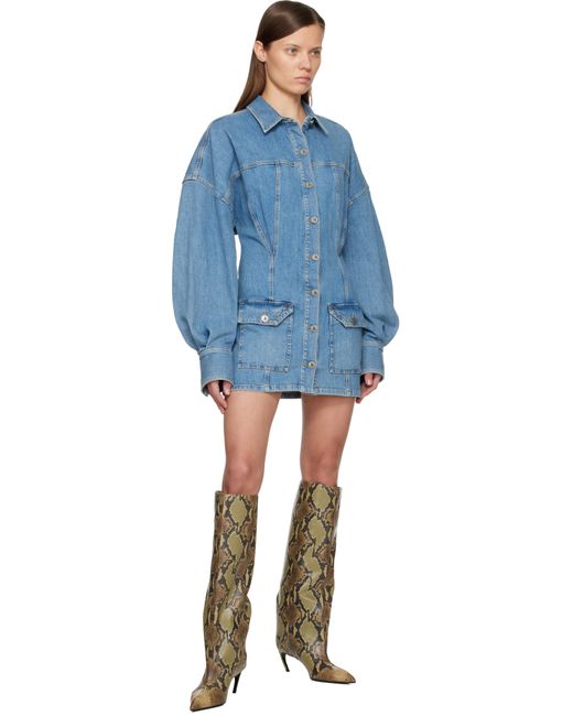 Robe Courte Bleue En Denim À Effet Délavé The Attico en coloris Blue