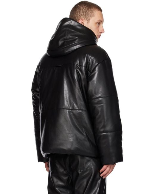 Nanushka Black Hide Faux-leather Puffer Jacket for men