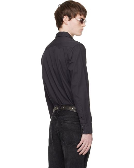 RRL Black Slim Fit Twill Western Shirt for men