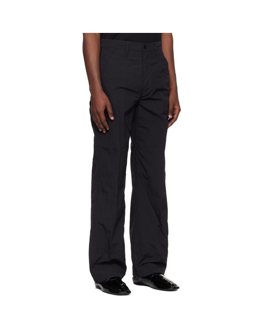 Dries Van Noten Black Crinkle Cargo Pants for men