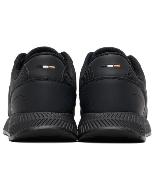 Boss Black Textured Upper Low-Top Sneakers for men