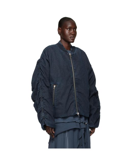 DIESEL Blue Navy D-bressy Denim Bomber Jacket