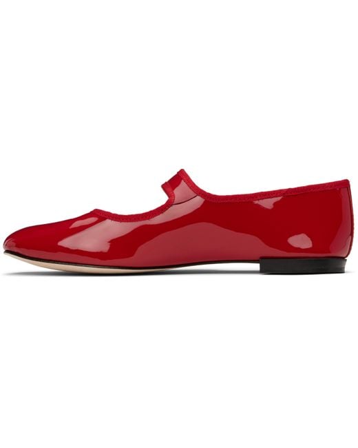 Repetto Red Georgia Square-Toe Mary Janes Ballerina Flats