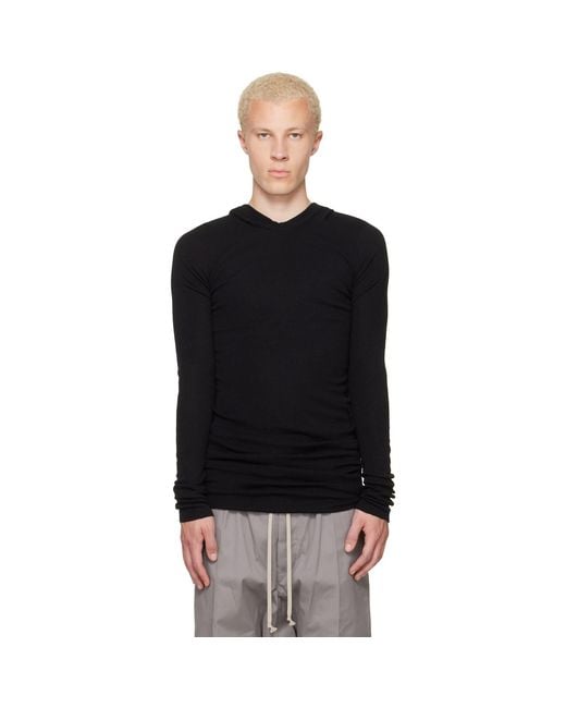 Rick Owens Black Tower Rib Ls Hoodie for men