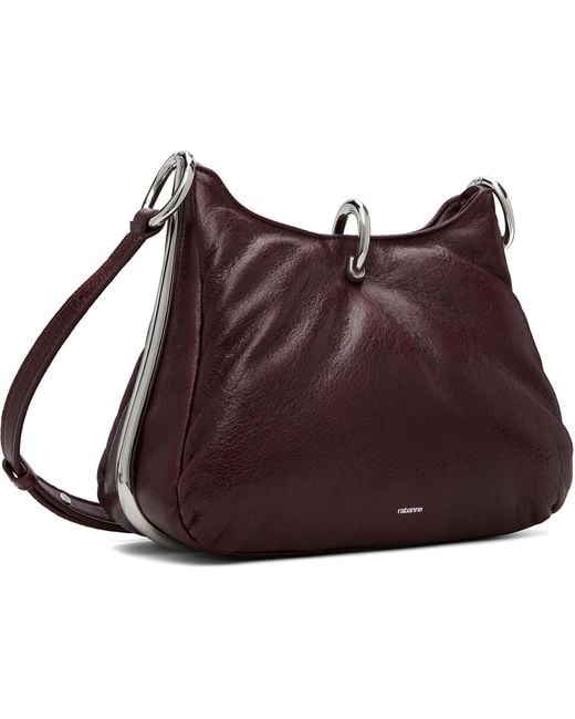 Rabanne Purple Burgundy Small Ring Leather Bag