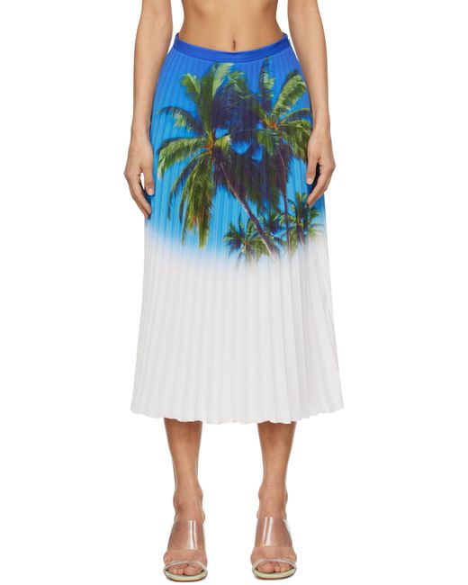 MM6 by Maison Martin Margiela ブルー Archive Print プリーツ ミディアムスカート Blue
