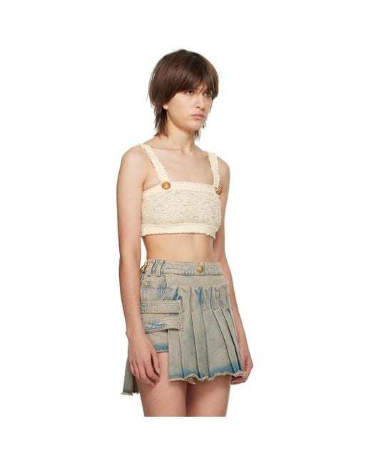 Balmain Black Cropped Tank Top
