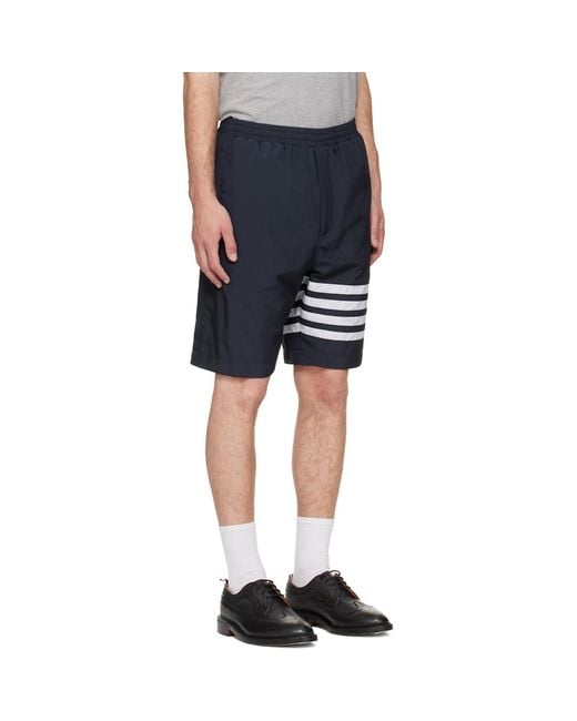 Thom Browne Blue Ripstop 4-Bar Track Shorts for men