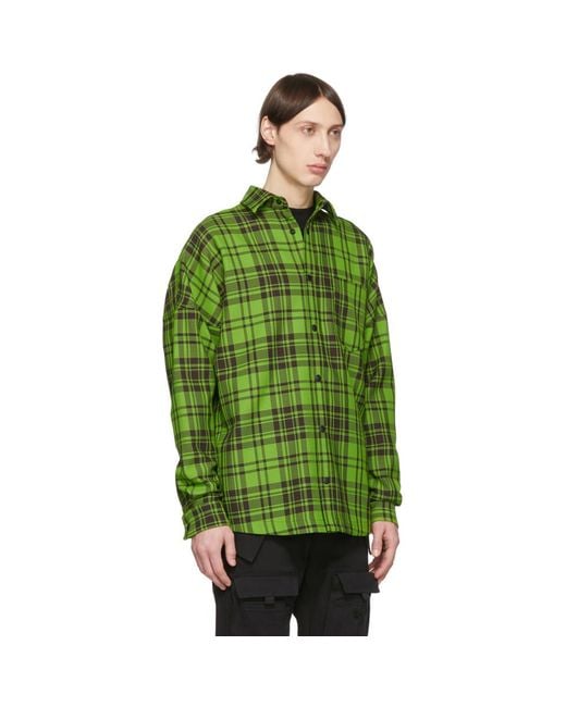 Palm Angels Green And Black Check Logo Overshirt for Men | Lyst UK