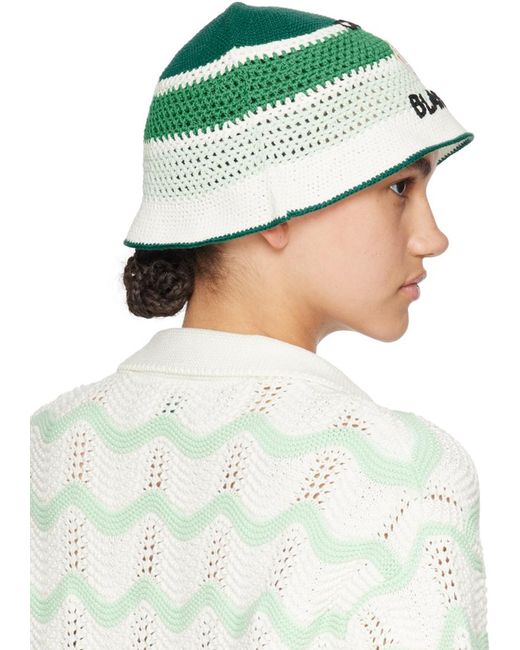 Casablancabrand Green Stripe Crochet Bucket Hat