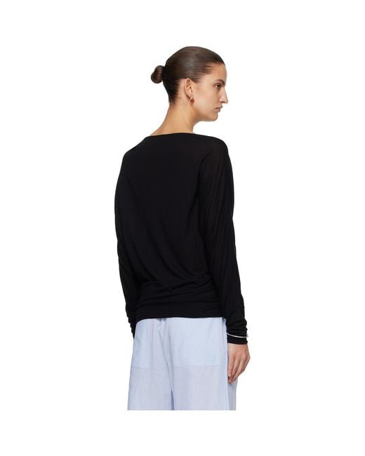Totême Black Boatneck Jersey T-Shirt