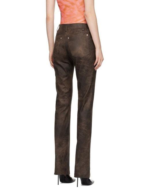 M I S B H V Black Cracked Faux-leather Trousers