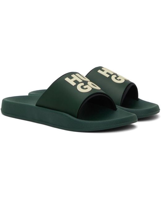 HUGO Black Green Stacked Sandals for men