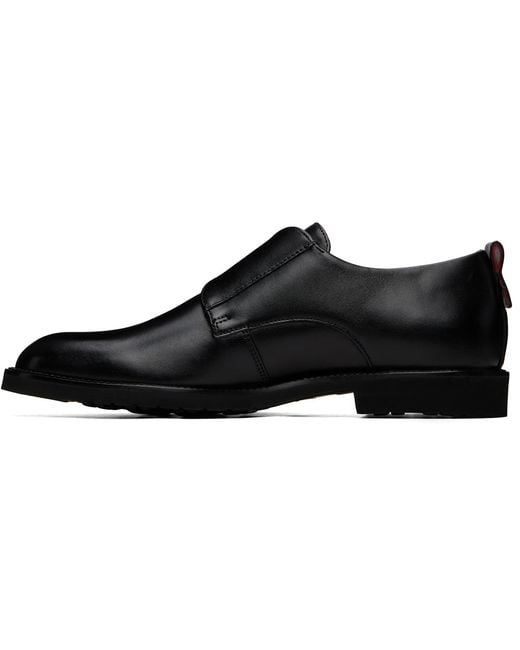 HUGO Black Leather Brogue Details Monkstraps for men