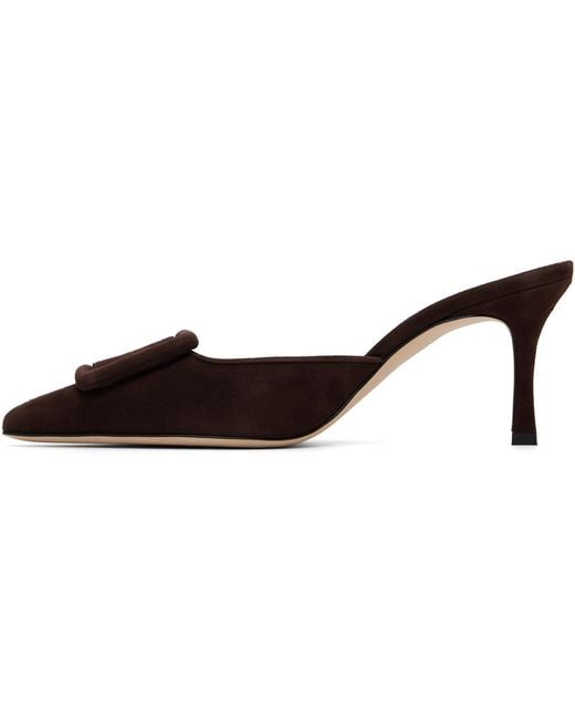 Manolo Blahnik Brown Maysale 70 Heels