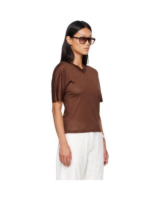 Ferragamo Brown Silk T-Shirt